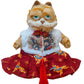 ELAINREN Stuffed Garfield Cat Wearing Chinese Hanfu Costume-Mamianqun Outfit Orange Cat Kitten Plush Toy GIfts/11.8‘’