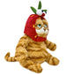 ELAINREN Kawaii Garfield Plush Toy with Strawberry Hat,Stuffed Fat Orange Cat Dress Fruit Costume-30cm