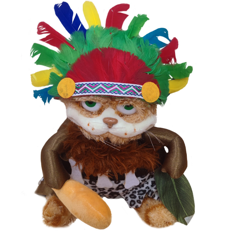 ELAINREN Indians Garfield Stuffed Animals Toy Fat Orange Cat Wear Indians Costume/11.8''