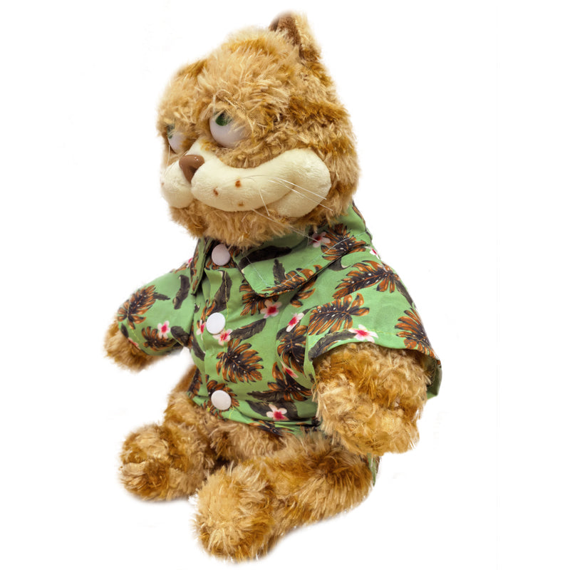 ELAINREN Stuffed Garfield Cat On Holiday Plush Fat Orange Cat Wearing Floral Shirt/11.8‘’