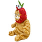 ELAINREN Kawaii Garfield Plush Toy with Strawberry Hat,Stuffed Fat Orange Cat Dress Fruit Costume-30cm