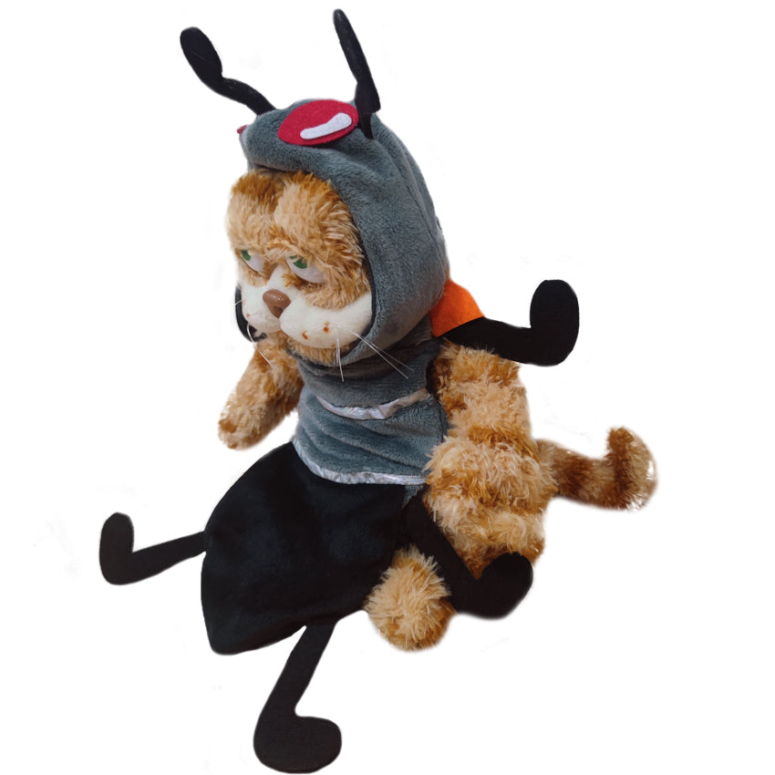 ELAINREN Funny Stuffed Garfield Ant Toy Kawaii Plush Orange Cat Wearing Insect Ant Costume/11.8''