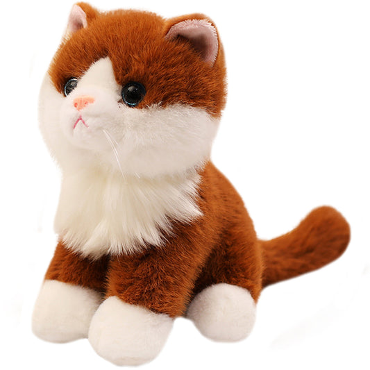 ELAINREN Realistic Brown Cat Stuffed Kitten Kitty Toy Gifts/20cm