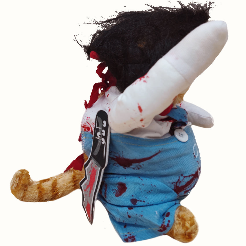 ELAINREN Stuffed Garfield Cat Wearing Crazy Killer Costume-Orange Kitten Killer Plush Toy GIfts/11.8‘’