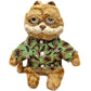 ELAINREN Stuffed Garfield Cat On Holiday Plush Fat Orange Cat Wearing Floral Shirt/11.8‘’