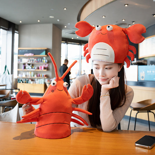 ELAINREN Lobster Hat Lobster Costume Funny Headwear Ocean Animal Crawfish Party Cap/Lobster-35*40cm/Crab-30*40cm