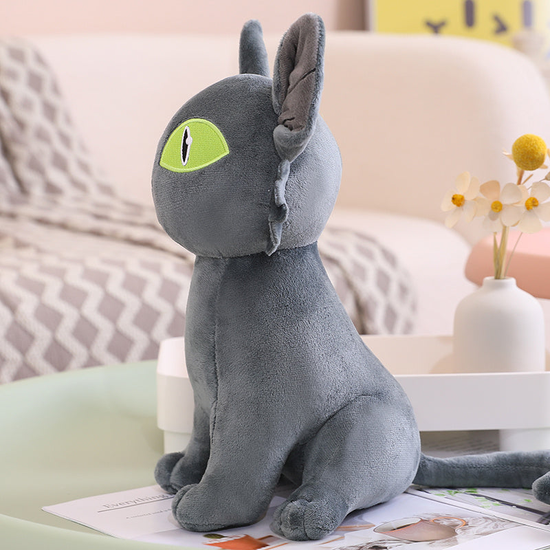 ELAINREN Big Eyes White Cat plush Gray Kitten Stuffed Kitty Toy/32cm