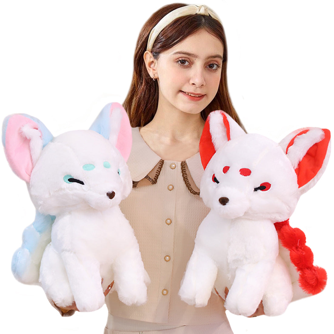 ELAINREN Lifelike Nine-Tailed Fox Stuffed Animals Toy/14.9''x11.8''x7.8''