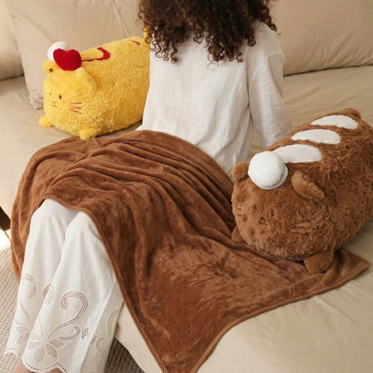 ELAINREN Cuddly Fried Shrimp Plush Pillow with Blanket,Soft French bread Stuffed Pillow with Blanket/45cm