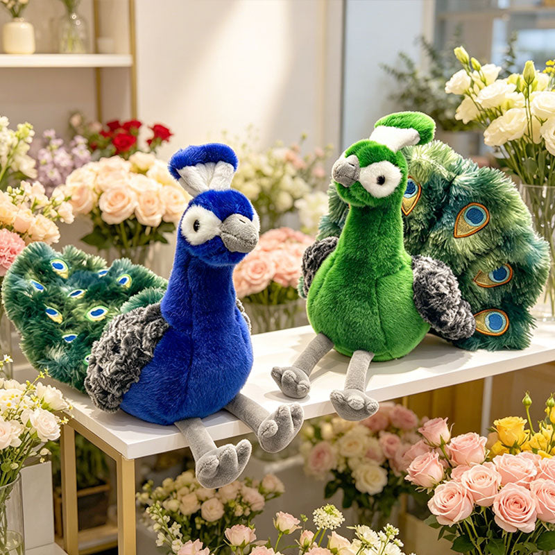 ELAINREN Realistic Peacock Plush Toy,Cute Peacock Stuffed Animal Doll /21cm