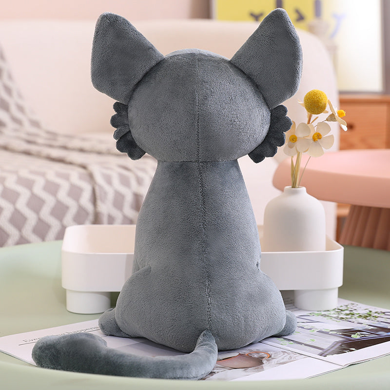ELAINREN Big Eyes White Cat plush Gray Kitten Stuffed Kitty Toy/32cm