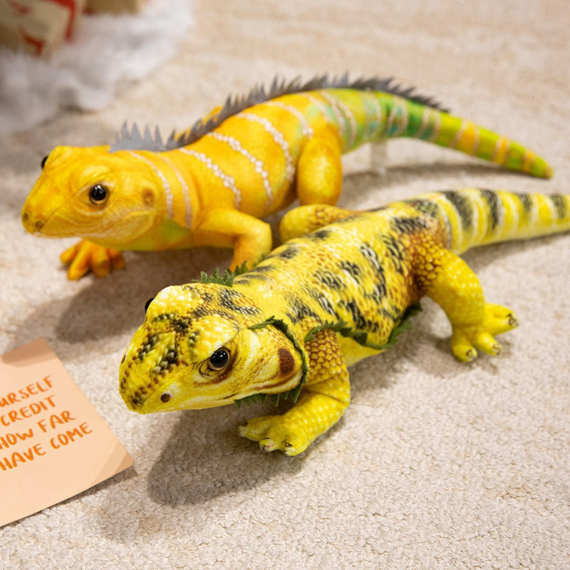 ELAINREN Realistic Green Lizard Stuffed Animal Toys, Chameleon Dolls, Reptile Soft Toys Maned Lizards
