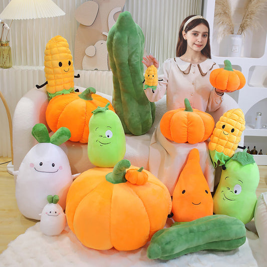 ELAINREN Vegetables Food Plush Toys, Plush Stuffed  Carrot/Pumpkin/Corn, Pretend Food Plush Toy
