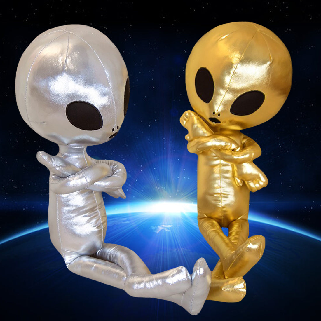 ELAINREN Gold Alien Stuffed Space Toy Soft Saucerman Plush Pillow/25.6''