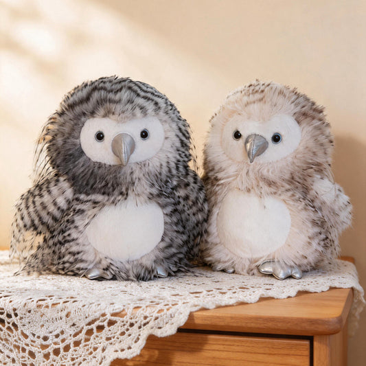 ELAINREN Realisitc Gray Owl Stuffed Bird Plush Toy/23cm