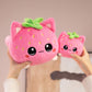 ELAINREN Cute Strawberry Cat Stuffed Pink Kitten Plush Toy Pillow