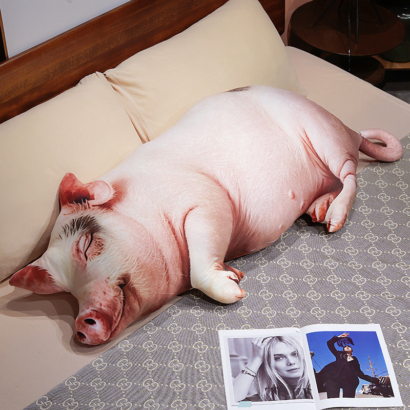 ELAINREN Ultra Realistic Pig Plush Pillow, Cute Pig Decorative Throw Pillow-100cm