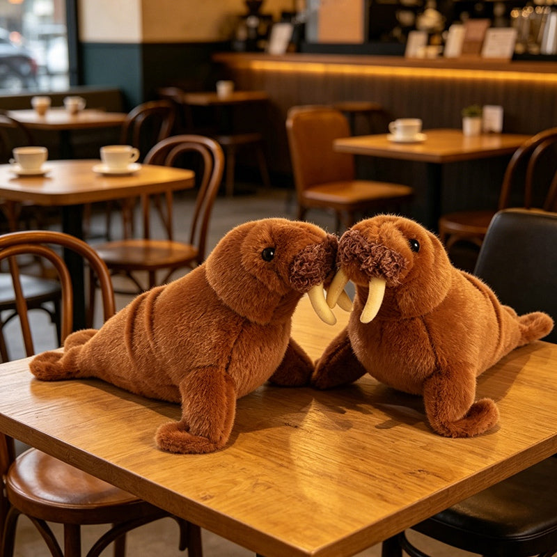 ELAINREN Realistic Walrus Stuffed Animals Toy/38cm