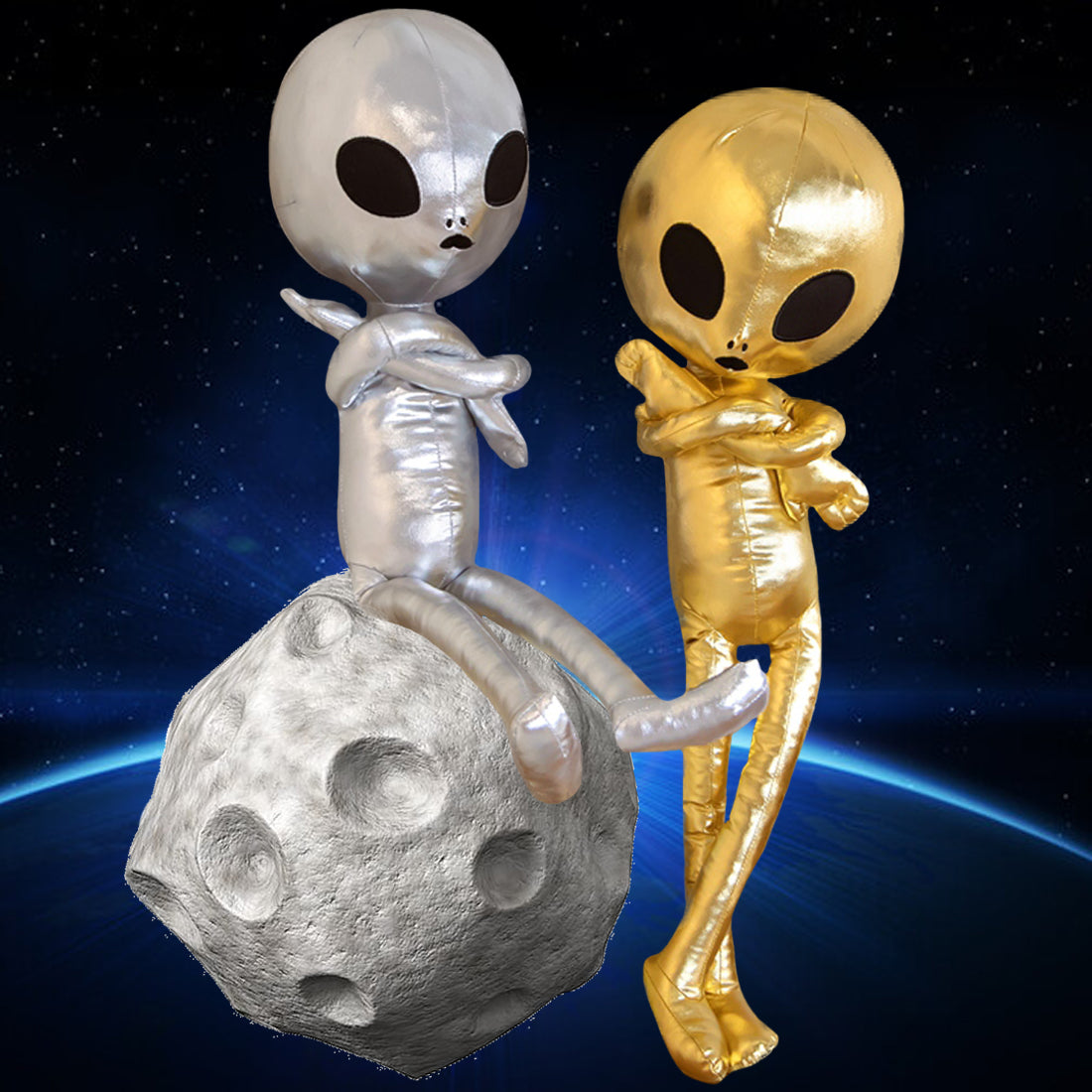 ELAINREN Gold Alien Stuffed Space Toy Soft Saucerman Plush Pillow/25.6''