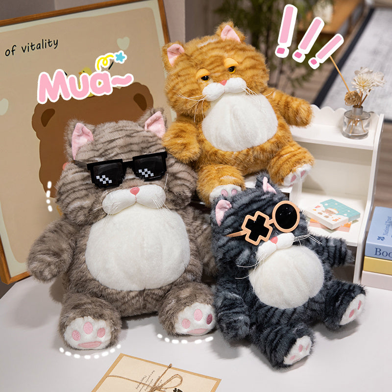 ELAINREN Fat Tabby Kitten Stuffed Animals Toy Chubby Orange Cat Plush Toy Pillow Decor Gifts/28cm
