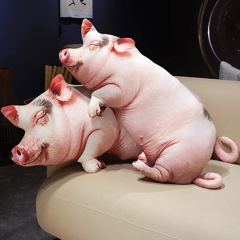 ELAINREN Ultra Realistic Pig Plush Pillow, Cute Pig Decorative Throw Pillow-100cm