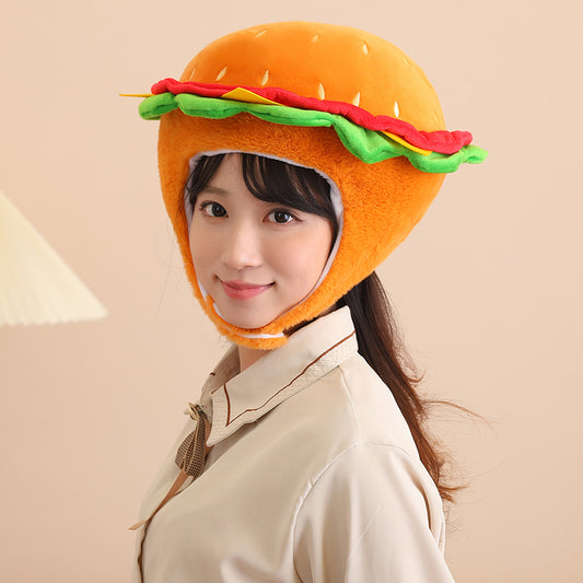 ELAINREN Hamburger Hat Funny Burger Costume Food Crazy Hat Party Supplies-30cm