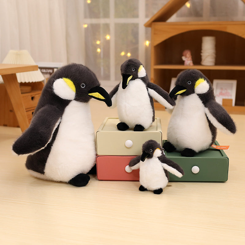 ELAINREN Furry Penguin Stuffed Animals Realistic Penguin Plush Toys Birthday Gifts for Kids/25cm