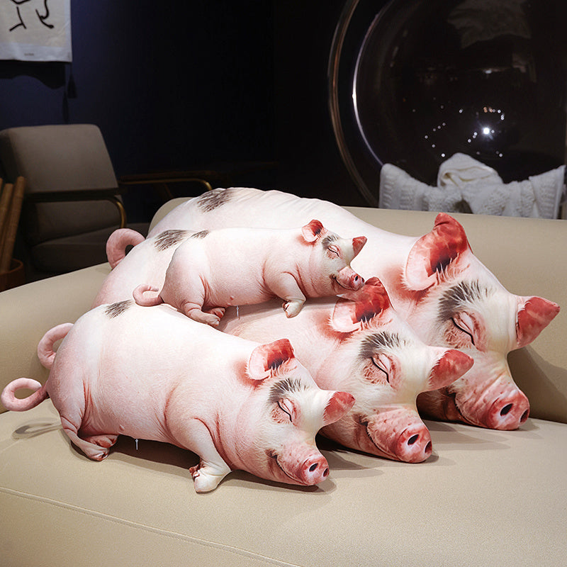 ELAINREN Ultra Realistic Pig Plush Pillow, Cute Pig Decorative Throw Pillow-100cm