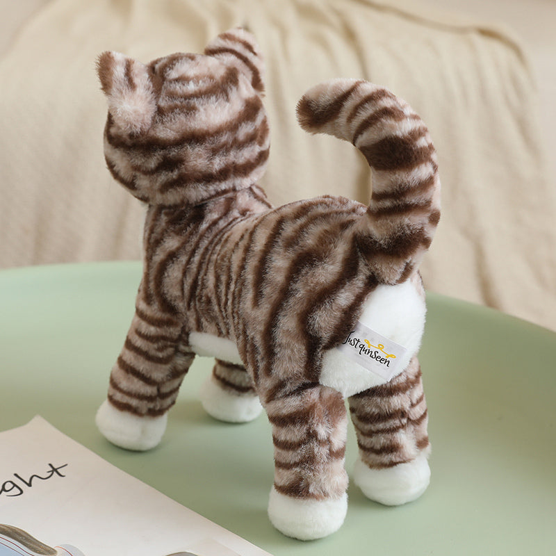 ELAINREN Realistic Tabby Cat Plush Kitten Stuffed Animals Toy/25cm