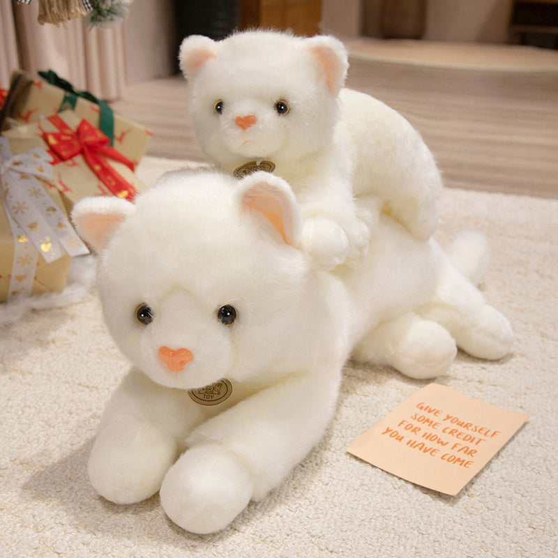 ELAINREN Realisitc White Kitten Stuffed Animals Toy GIfts