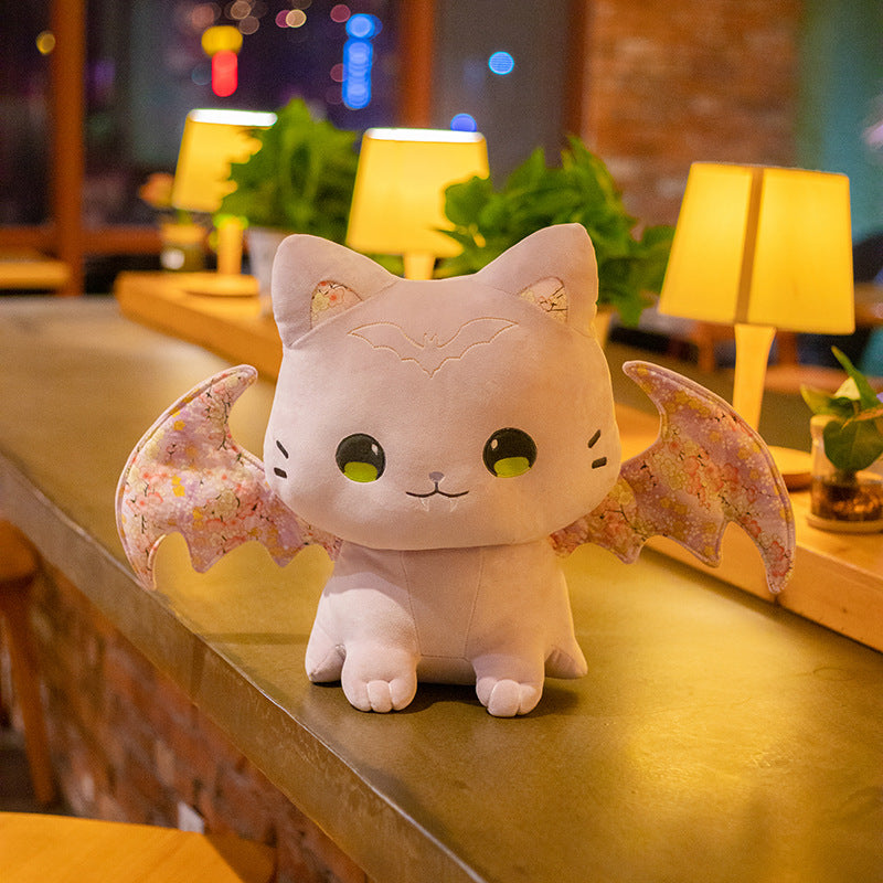 ELAINREN Cuddly Purple Bat Kitten Stuffed Pink Bat Cat Toy/11.8''