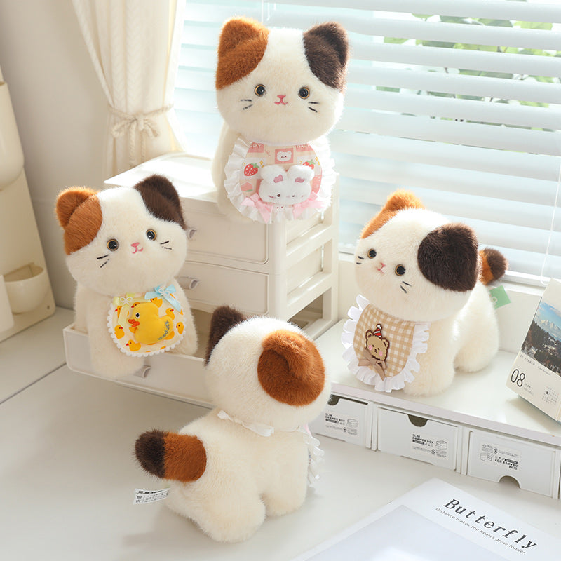 ELAINREN Mini Calico Kitten Stuffed Cat Plush Toy Gifts/30cm