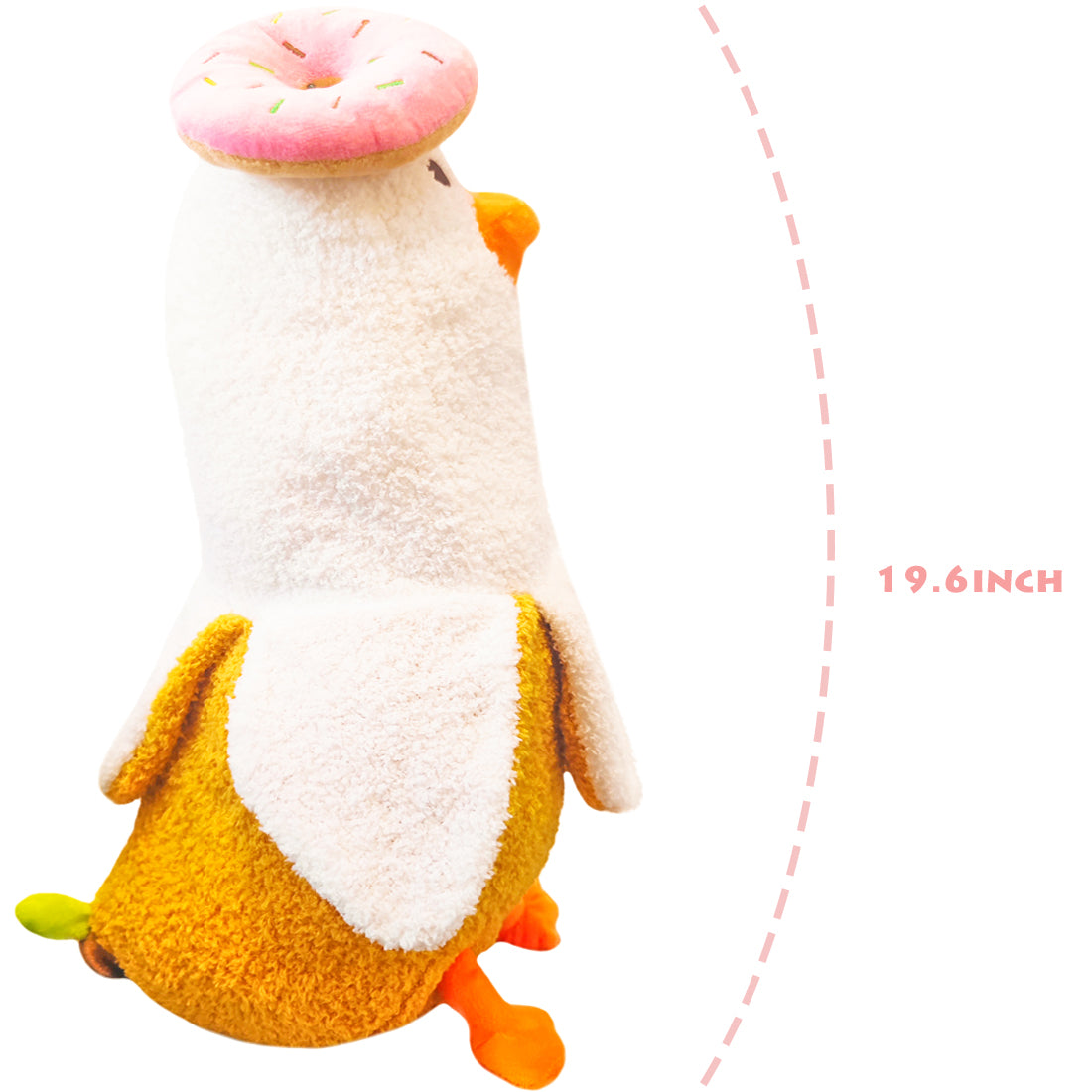 ELAINREN Donut Banana Duck Plush Pillow Soft Banana Duck Stuffed Animal with Strawberry Doughnut Hat/19.6''