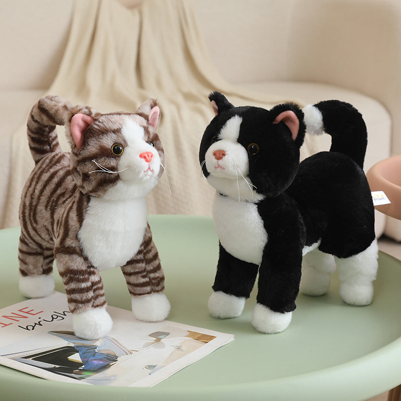 ELAINREN Realistic Tabby Cat Plush Kitten Stuffed Animals Toy/25cm