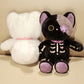 ELAINREN Halloween Skeleton Cat Plush Toy Goth Black Kitten Stuff Doll/15''
