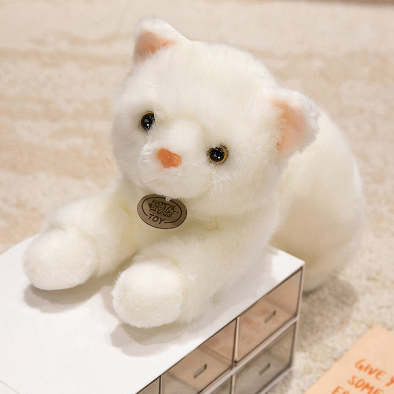 ELAINREN Realisitc White Kitten Stuffed Animals Toy GIfts