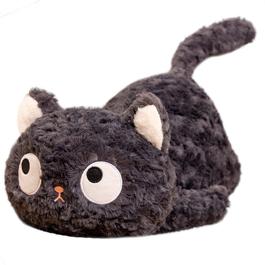 ELAINREN Ultra-Soft Gray Kitten Plush Pillow Cuddly Black Cat Kitty Stuffed Animals Gifts/55cm