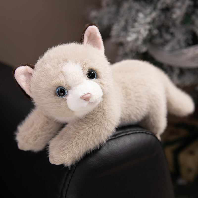 ELAINREN Realistic Furry Kitten Plush Pink Cat Stuffed Animals Toy Gifts