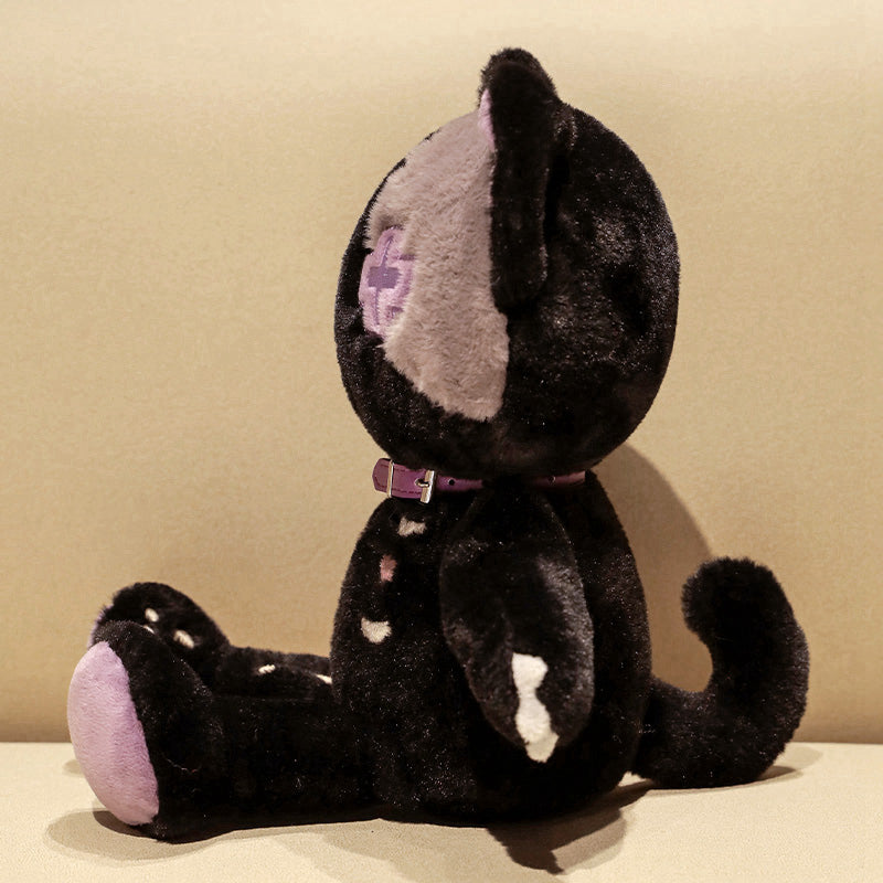 ELAINREN Halloween Skeleton Cat Plush Toy Goth Black Kitten Stuff Doll/15''