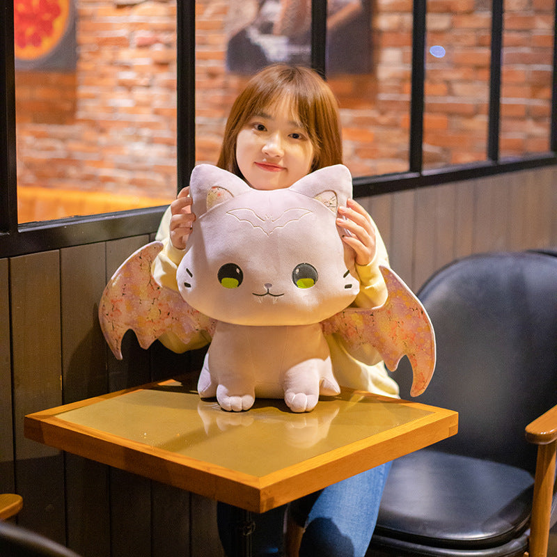 ELAINREN Cuddly Purple Bat Kitten Stuffed Pink Bat Cat Toy/11.8''