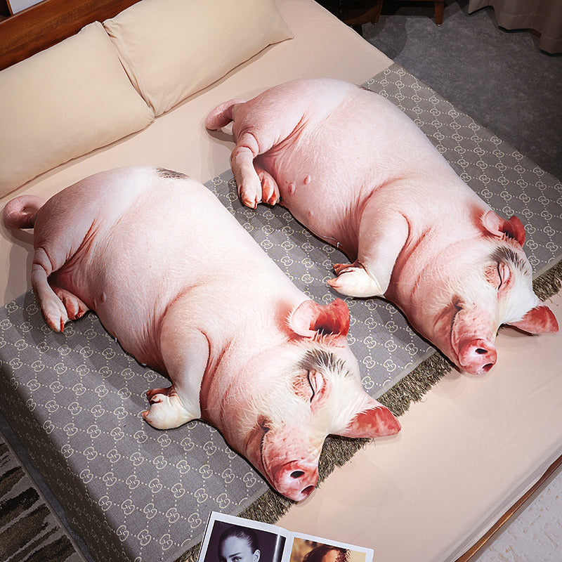 ELAINREN Ultra Realistic Pig Plush Pillow, Cute Pig Decorative Throw Pillow-100cm