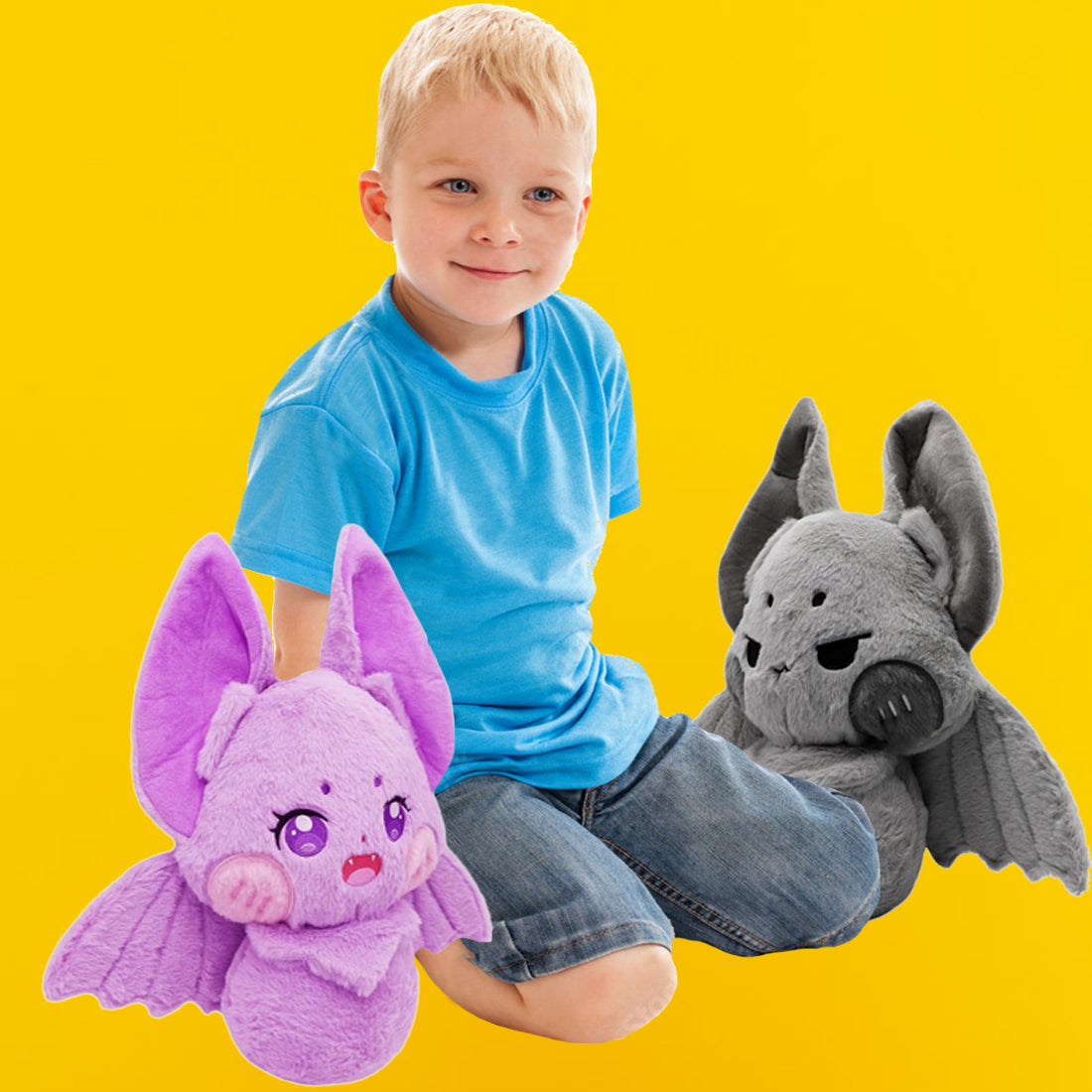 ELAINREN Furry Bat Plush Pillow Cuddly Gothic Bat Stuffed Gifts/13.7''