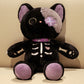 ELAINREN Halloween Skeleton Cat Plush Toy Goth Black Kitten Stuff Doll/15''