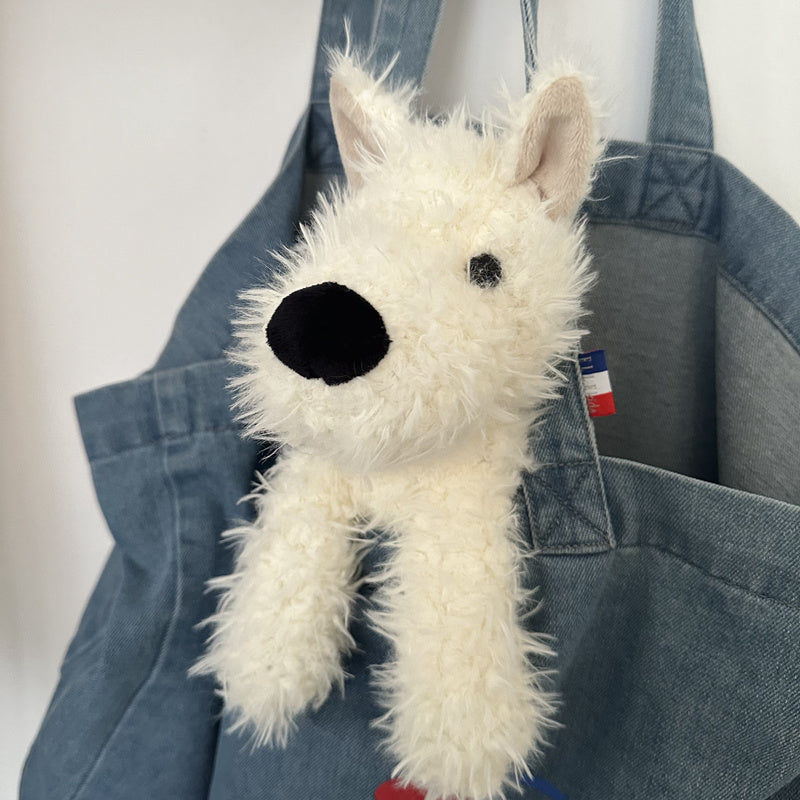ELAINREN Stuffed Dog Puppy Plush Toy, Huggable Plushie Dogs for Kids Girls Boys Baby Birthday Gift/White/25cm