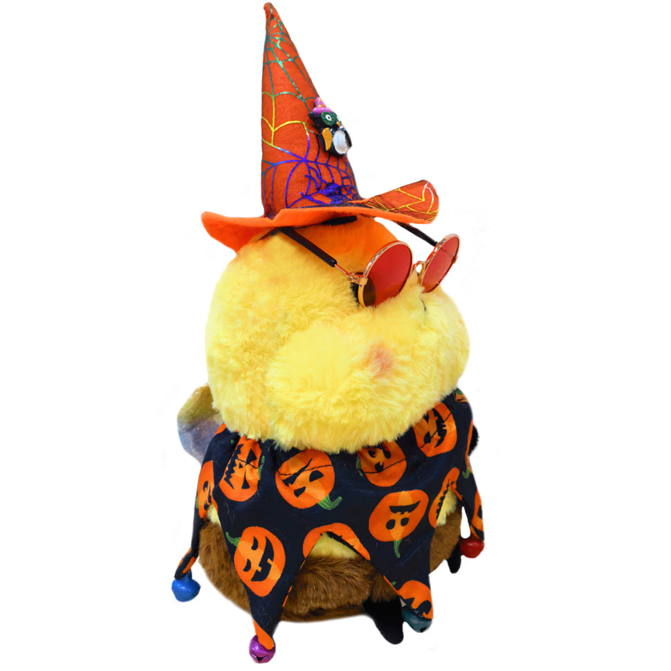 ELAINREN Cuddly Smiling Bee Plush Toy with Witch's Cloak and Hat