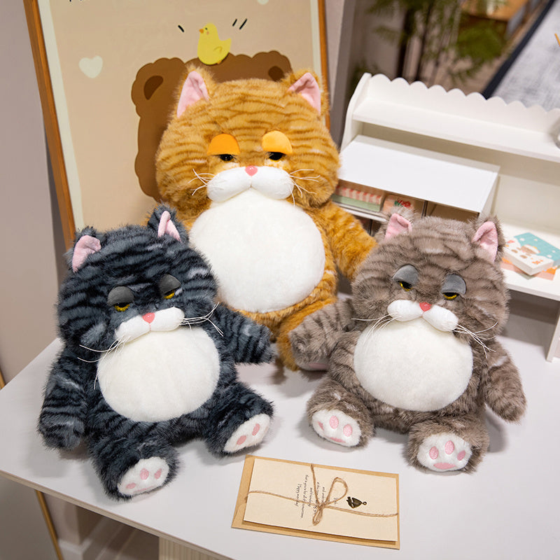 ELAINREN Fat Tabby Kitten Stuffed Animals Toy Chubby Orange Cat Plush Toy Pillow Decor Gifts/28cm
