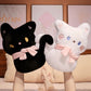 ELAINREN Sweet White Cat Stuffed Pillow Soft Black Kitten Plush Cushion