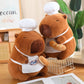 ELAINREN Chef Capybara Plush Toy Cute Stuffed Capybara Wearing Chef Hat, Soft Capybara Baker- Making Baguette Toast/35cm