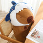 ELAINREN Cute Capybara Plush with Shark Hat,Soft Stuffed Capybara Wearing Shark Cap Crazy Shark Capybara Plushie Xmas Gifts/35cm