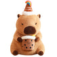 ELAINREN Cute Boba Capybara Stuffed Animal Happy Birthday Capybara Plush Toy Wearing Birthday Hat/11.8''